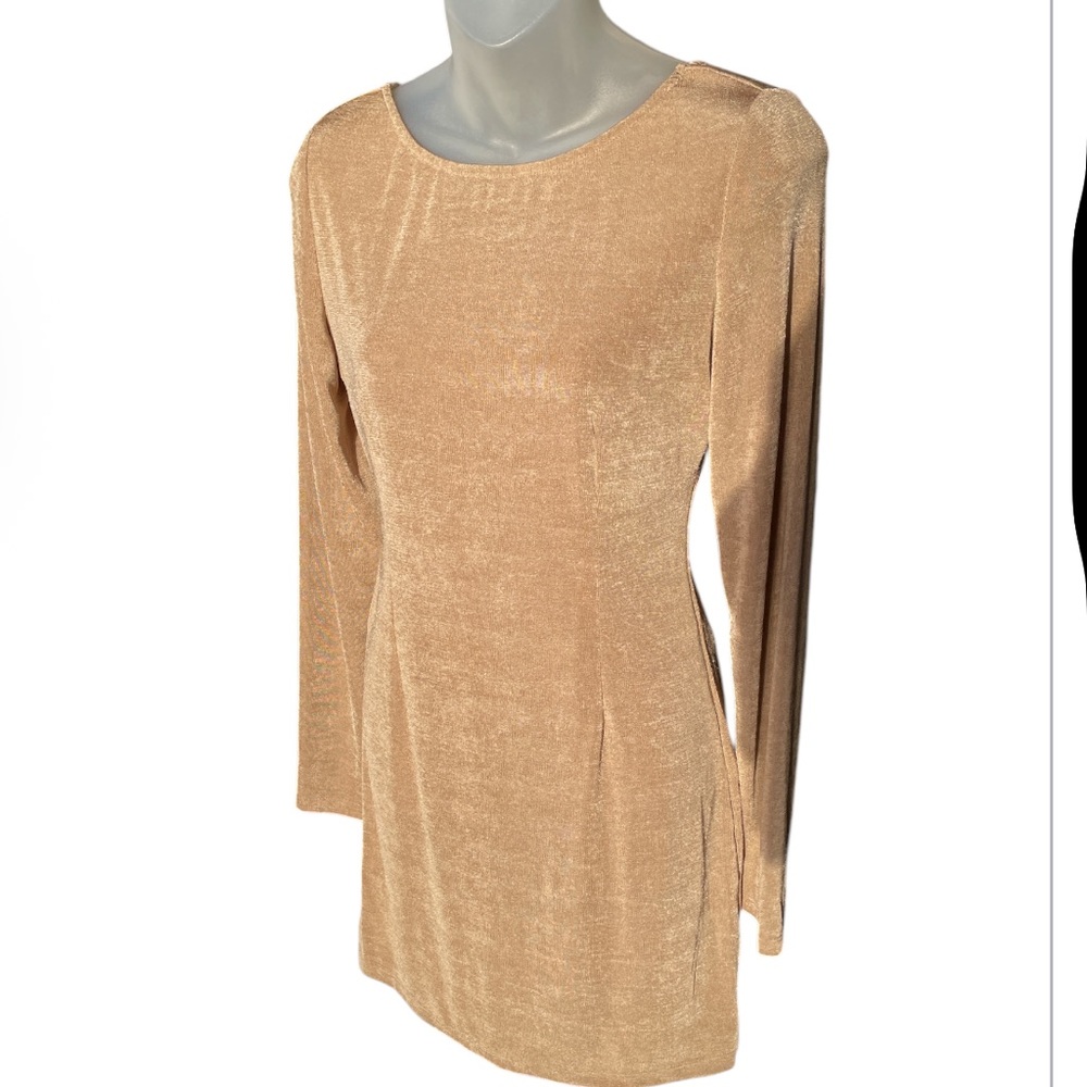 Mabel gold tone shimmery stretch mini dress club wear medium
